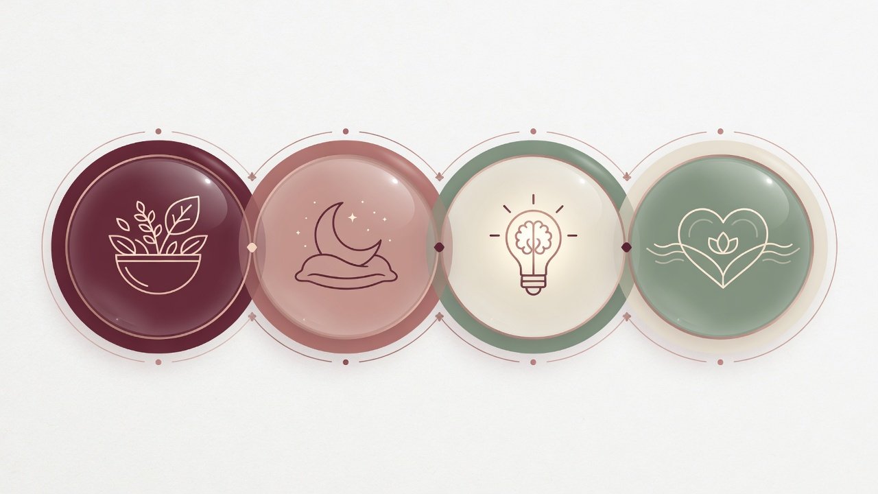 The Midlife Method flow — Fuel, Strength, Restore, Self, Navigate